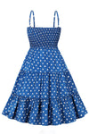 Robe à pois Bleu Vintage