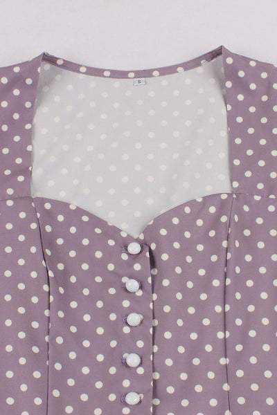 Robe à Pois Violet des années 50 avec Ceinture