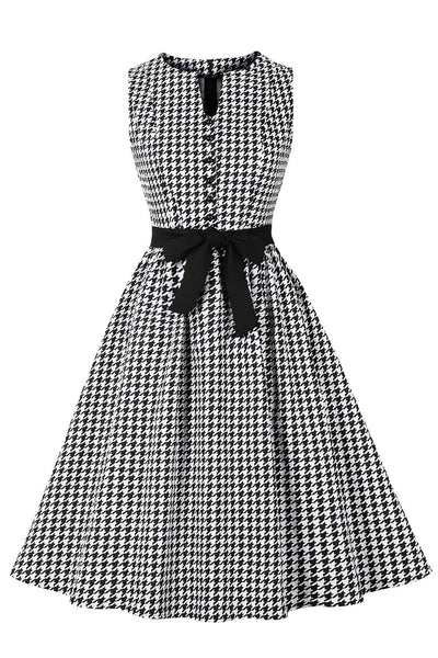 Robe Swing des années 50 à carreaux noirs