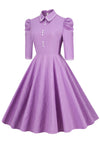 Robe Vintage Violet avec Demi-Manches