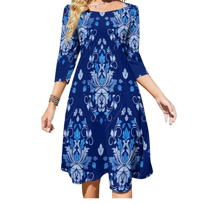 Robe Courte Année 70 Bleue