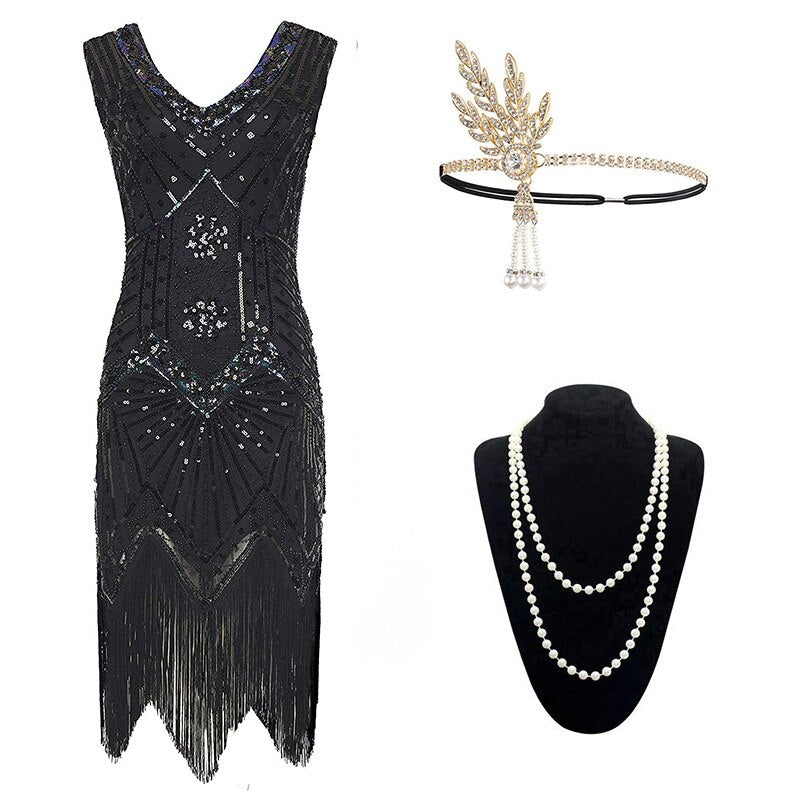 Robe Année 20 Gatsby Black