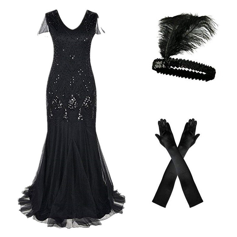 Robe Longue Année 20 Gatsby Noire