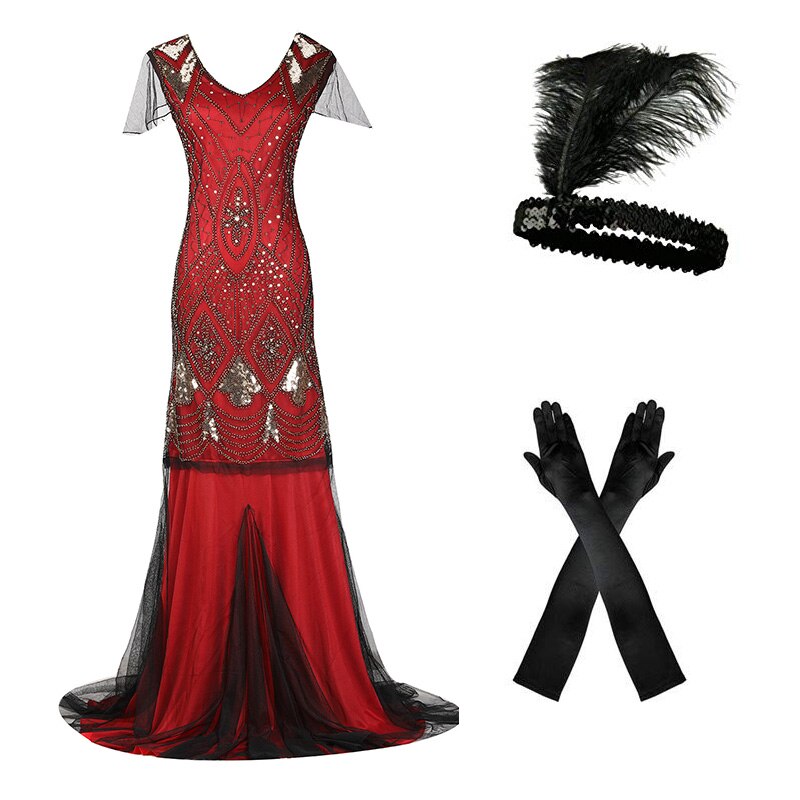 Robe Longue Année 20 Gatsby Rouge