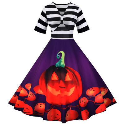 Robe Rockabilly Marinière Halloween