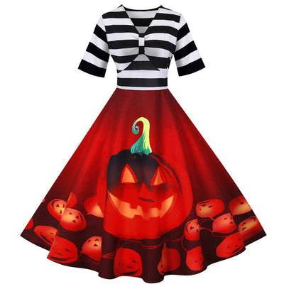 Robe Rockabilly Marinière Halloween