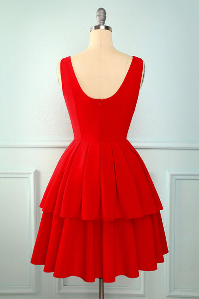 Robe à volants rouge Vintage