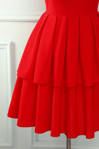 Robe à volants rouge Vintage