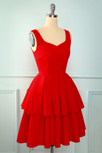 Robe à volants rouge Vintage