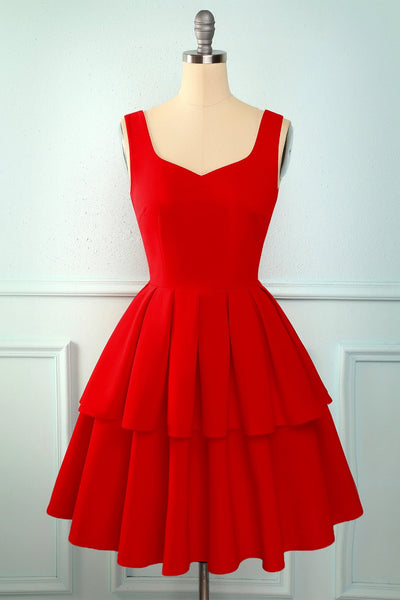 Robe à volants rouge Vintage