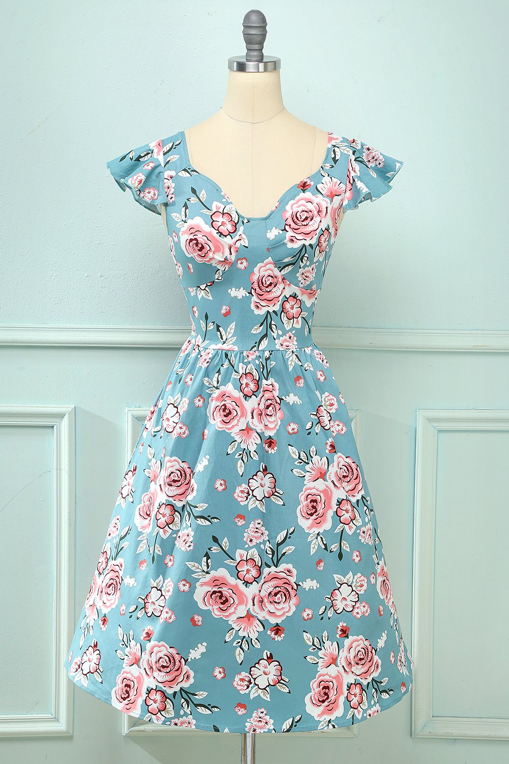 Robe Trapèze à imprimé Floral Vintage