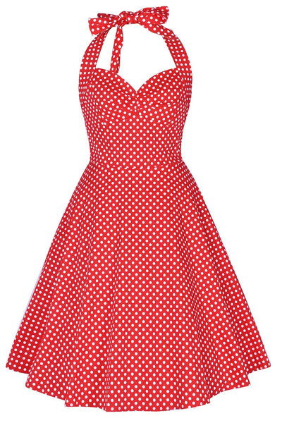 Robe Halter Rouge à pois années 50