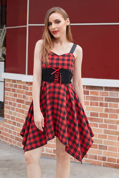 Robe Rouge et Noir Plaid Vintage