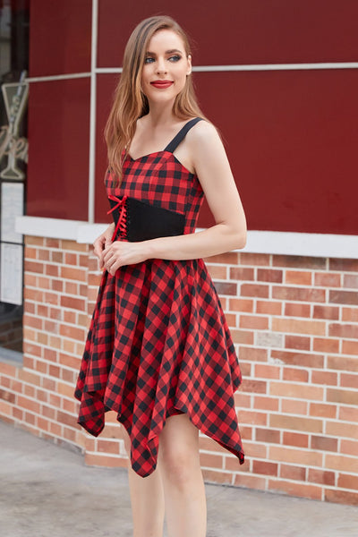 Robe Rouge et Noir Plaid Vintage