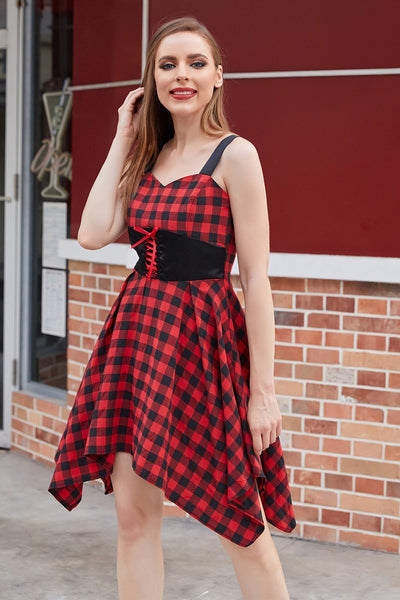 Robe Rouge et Noir Plaid Vintage