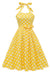 Robe vintage à pois jaune Pin Up