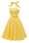 Robe vintage à pois jaune Pin Up