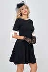 Robe noire Vintage Manches Courtes