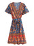 Robe Orange et Bleue Fleurie Année 70 Fille