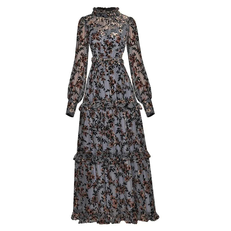 Robe Années 40 Vintage Fleurs Bleue