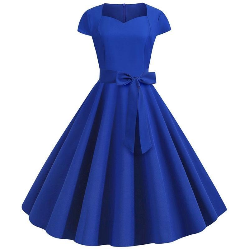 Robe Années 50 Vintage Bleu