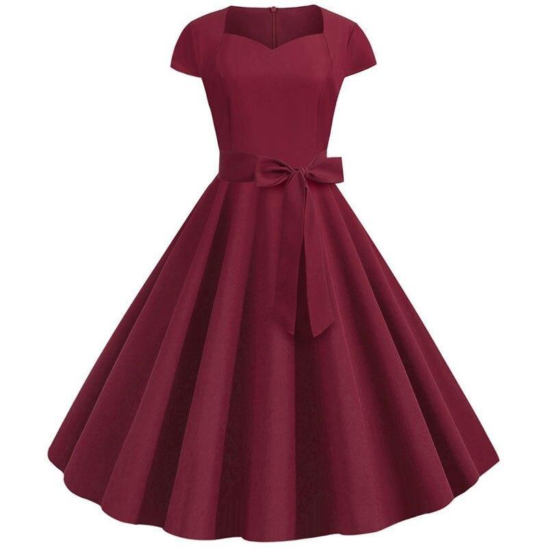Robe Années 50 Vintage Bordeaux