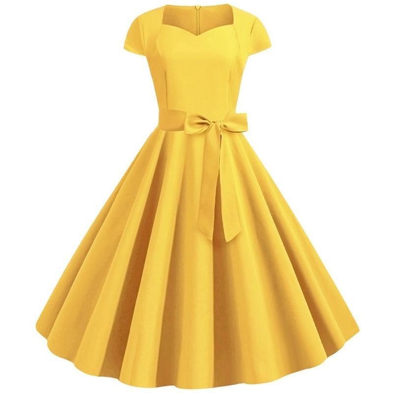 Robe Années 50 Vintage Jaune