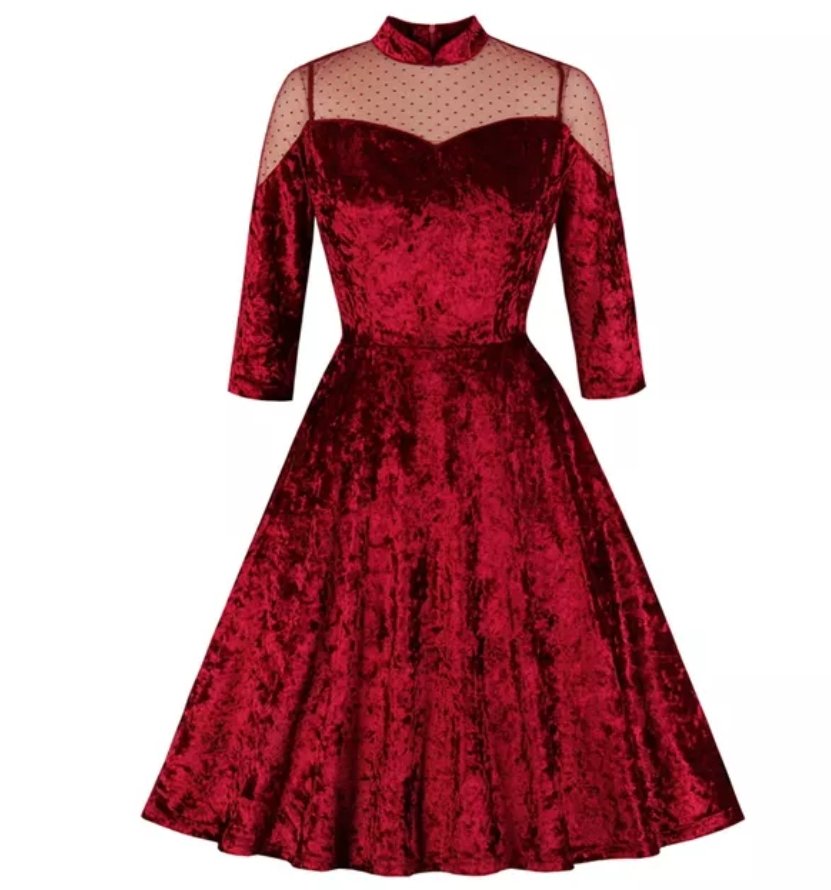 Robe Années 60 Vintage Bordeaux