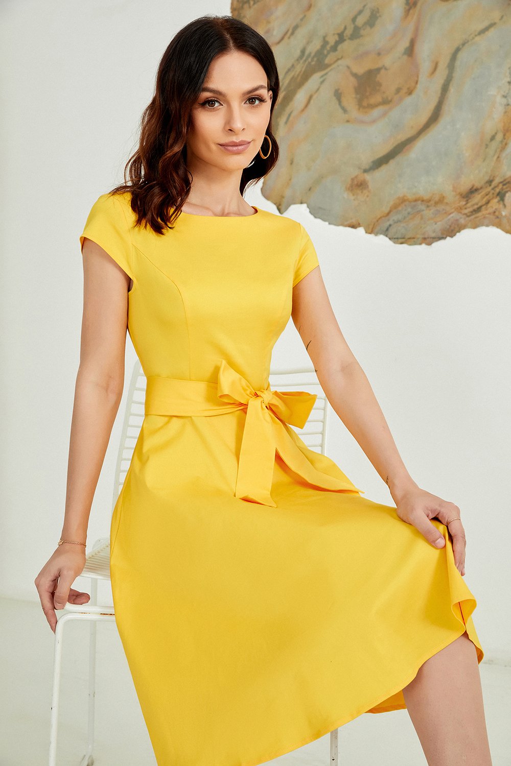 Robe jaune solide des années 50