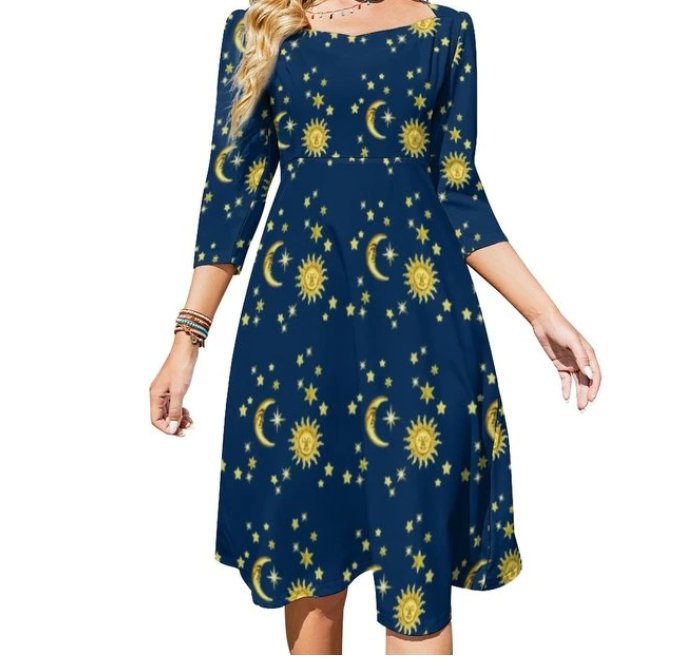 Robe Bleue Femme Année 70 Vintage Soirée