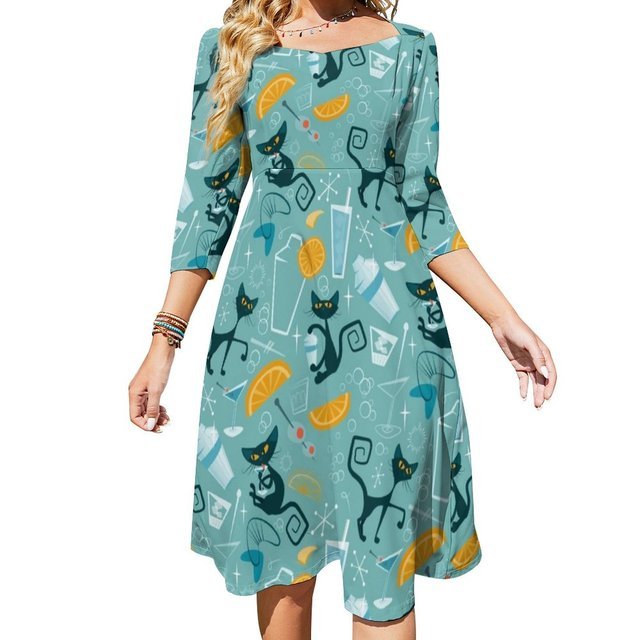 Robe Femme Année 70 Vintage Turquoise