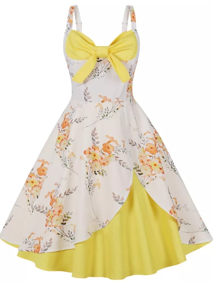 Robe Petite Vintage Fleurie Jaune et Blanche