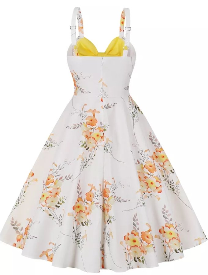 Robe Petite Vintage Fleurie Jaune et Blanche