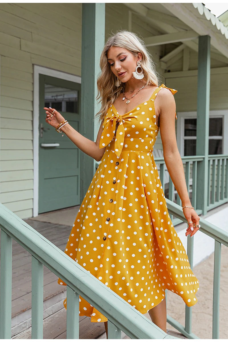 Robe a Pois Jaune Vintage Robes Vintage