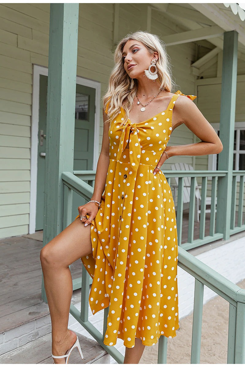 Robe à Pois Jaune Vintage