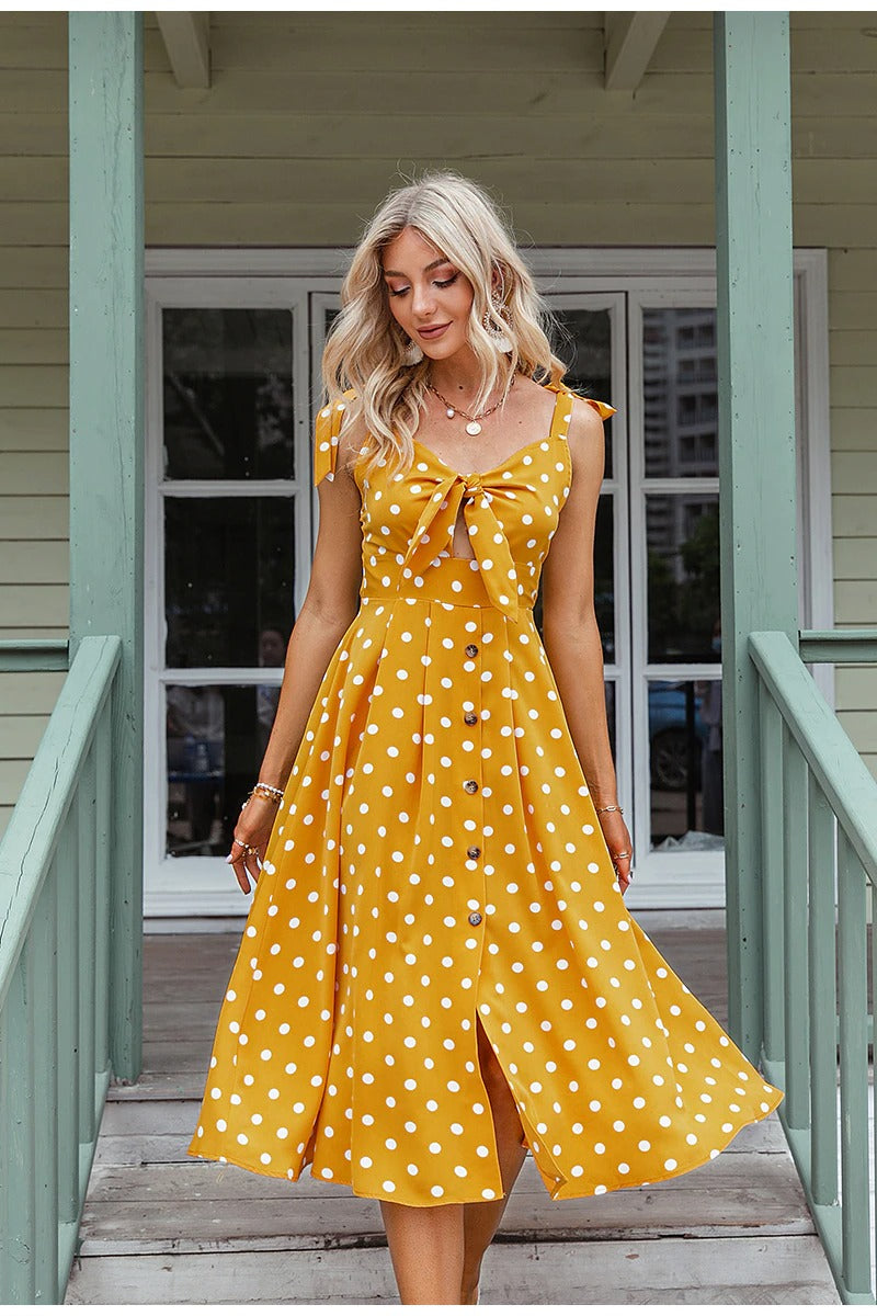 Robe a Pois Jaune Vintage