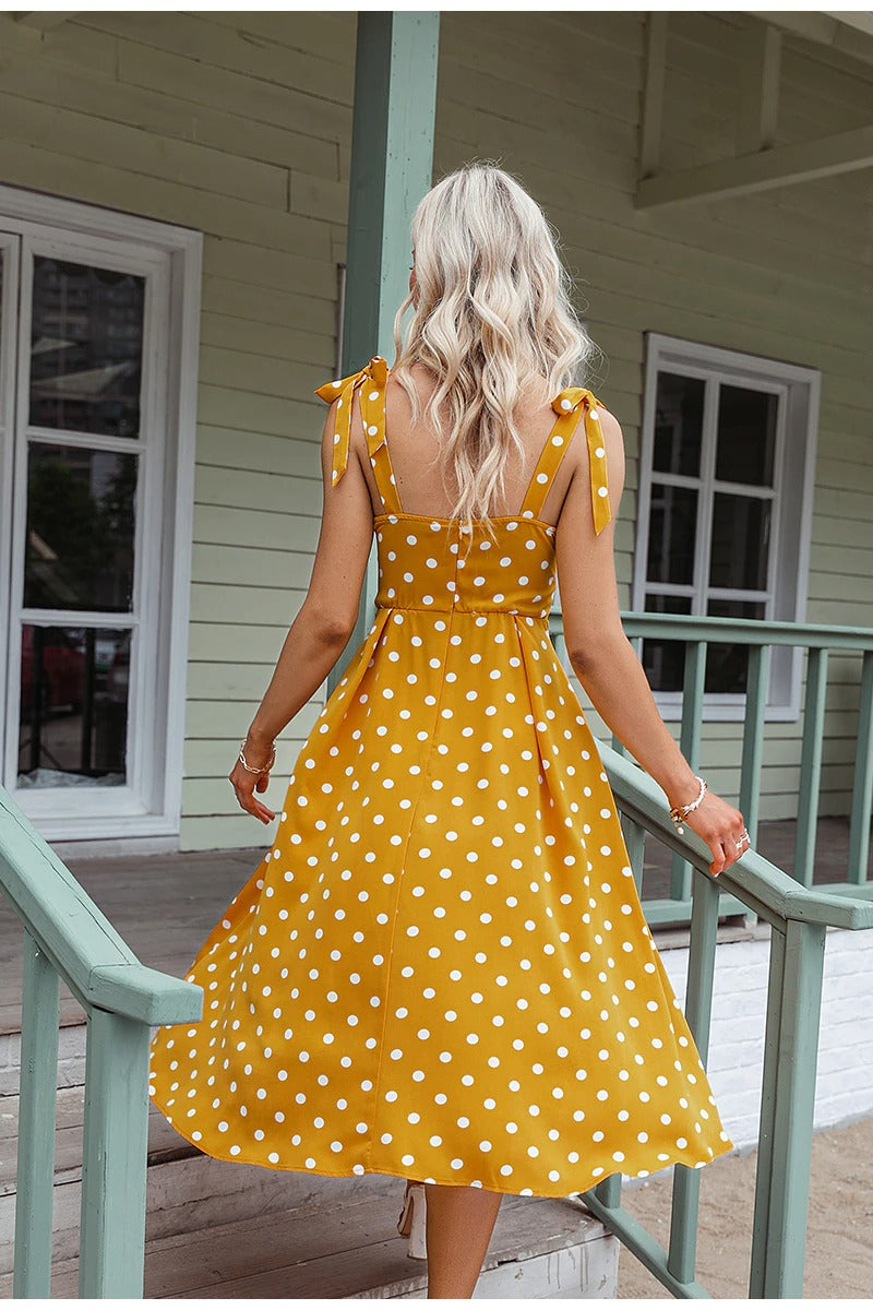 Robe à Pois Jaune Vintage