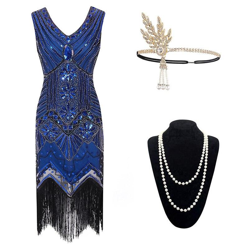 Robe Année 20 Gatsby Bleu