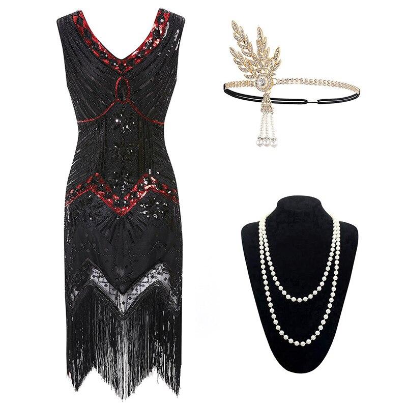 Robe Année 20 Gatsby Noire et Rouge