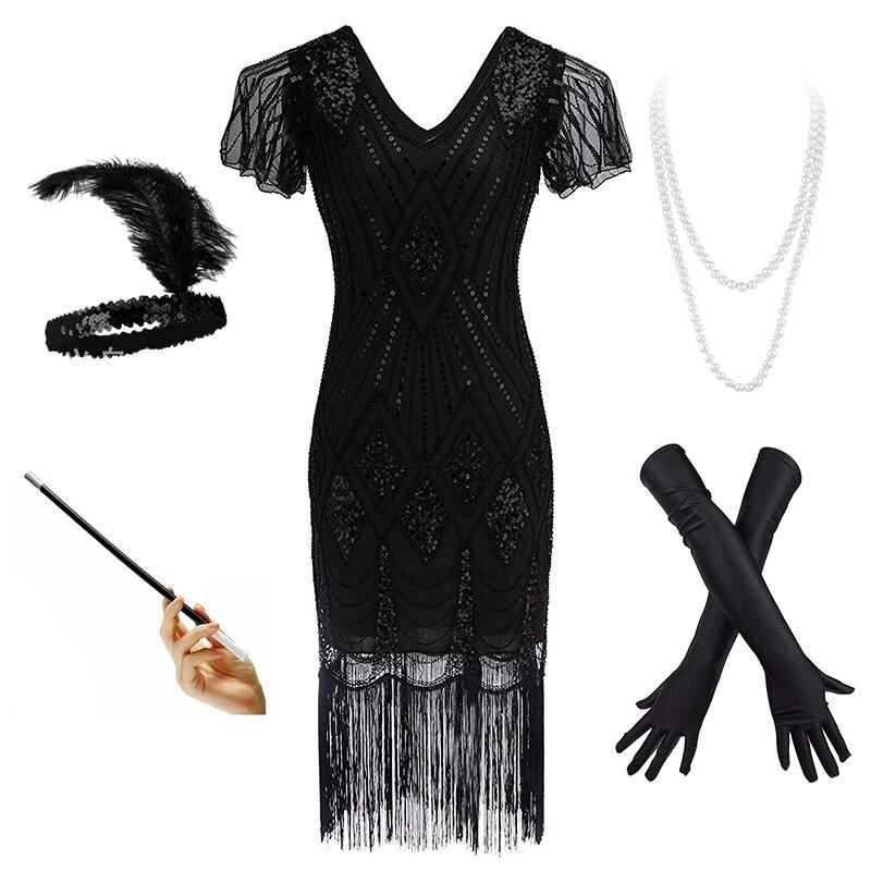 Robe Année 20 Prohibition Noire