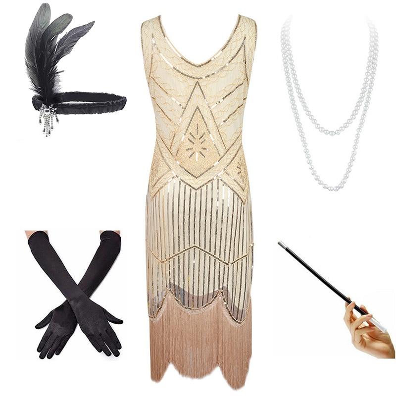 Robe Année 20 Vintage Beige