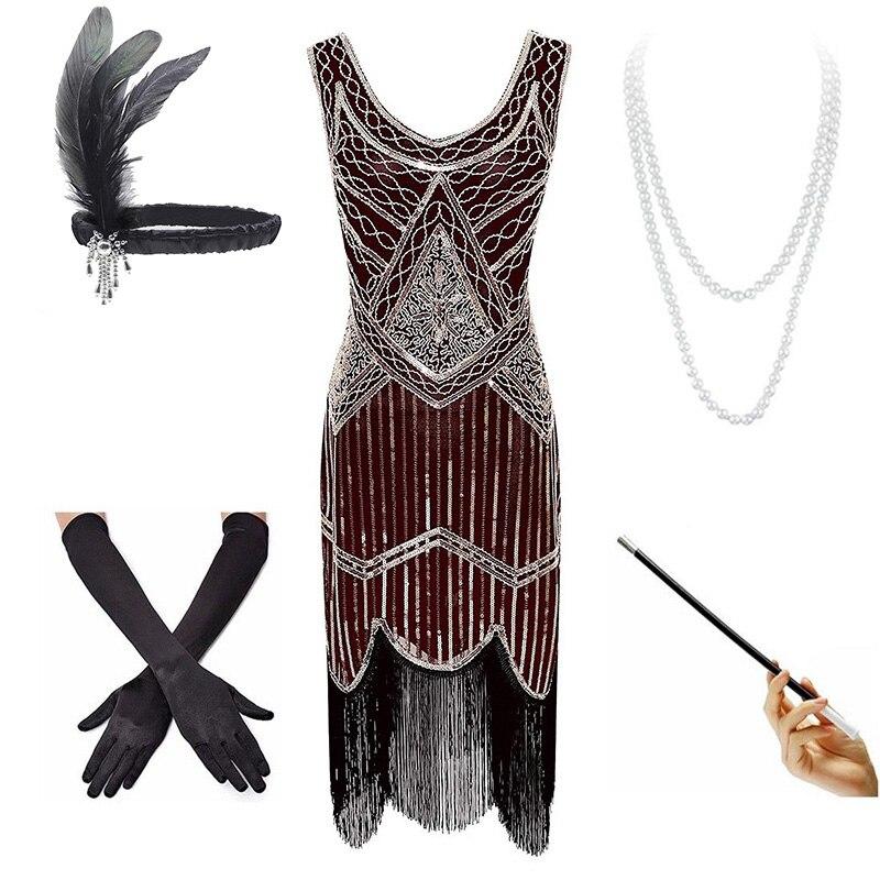 Robe Année 20 Vintage Bordeaux