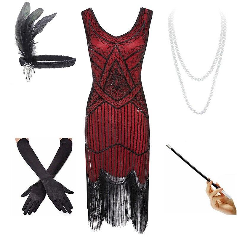 Robe Année 20 Vintage Rouge et Noire