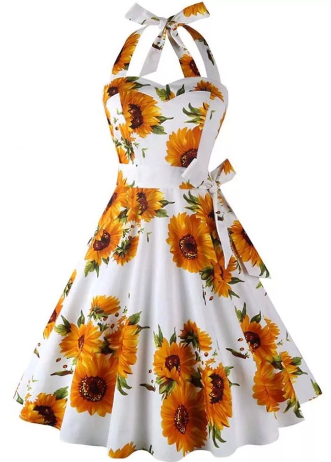 Robe Année 50 Avec Tournesols