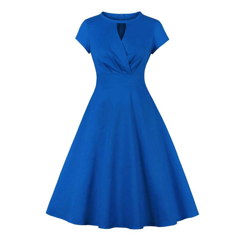 Robe Année 50 Cache Coeur Bleu