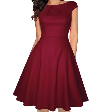 Robe Année 50 Chic Bordeaux