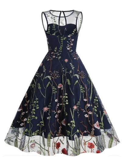 Robe Année 50 Fleur Noir