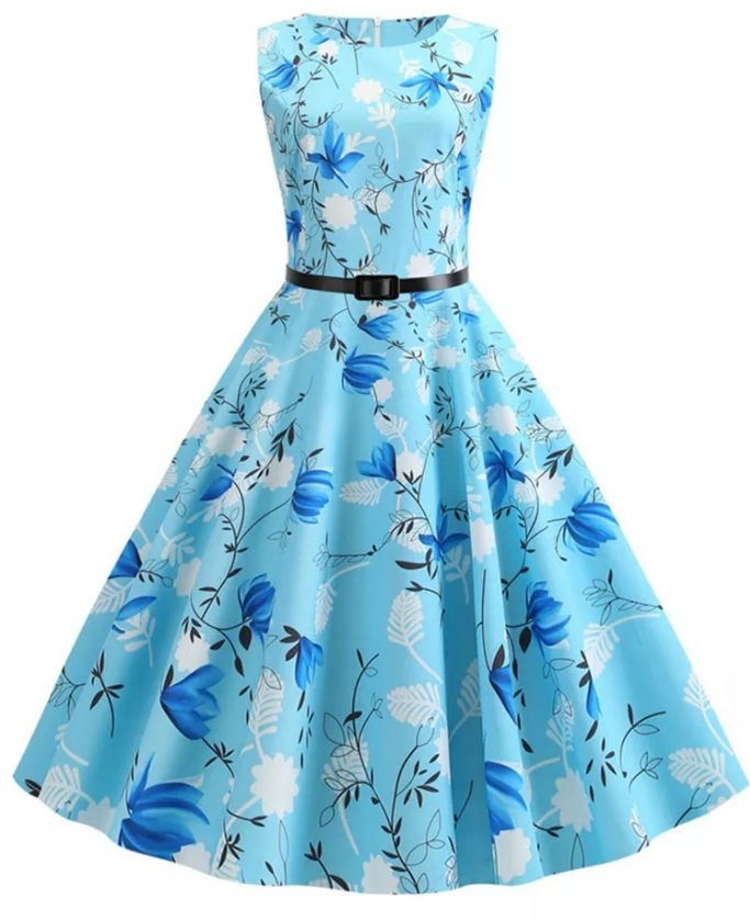 Robe Année 50 Pin Up Bleu