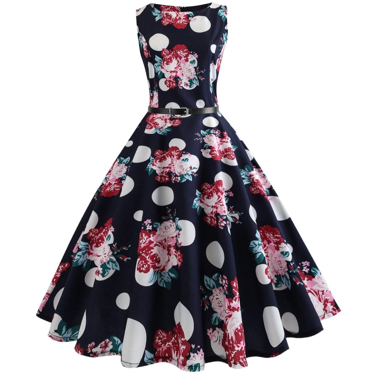 Robe Année 50 Pin Up Pois Fleurs