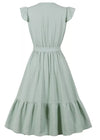 Robe Année 50 Pin Up Unie Verte